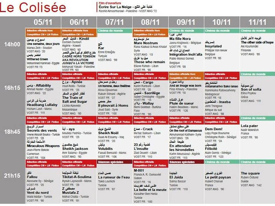 JCC 2017 : programme Colisée