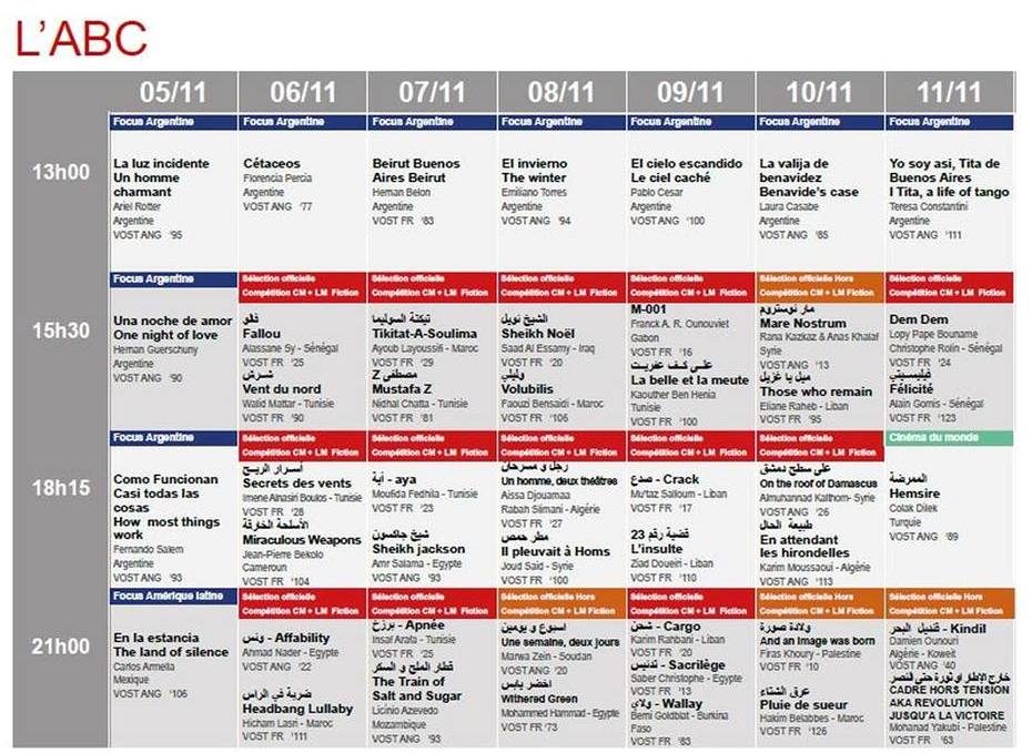 JCC 2017 : programme l'ABC